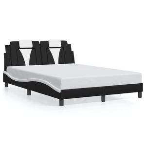 vidaXL Cadre de lit Viana sans matelas noir et blanc 137x190 cm similicuir