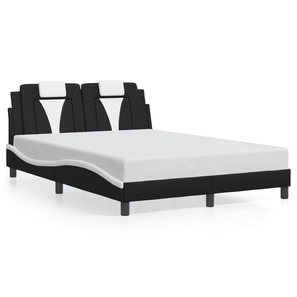 vidaXL Cadre de lit Viana sans matelas noir et blanc 137x190 cm similicuir