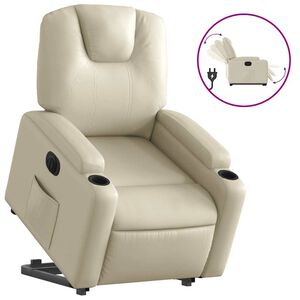 vidaXL Fauteuil inclinable &eacute;lectrique cr&egrave;me similicuir