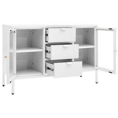 vidaXL Buffet Blanc 105x35x70 cm Acier et verre trempé