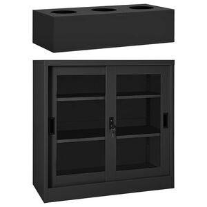 vidaXL Armoire &agrave; portes coulissantes avec jardini&egrave;re Anthracite Acier