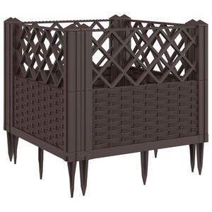 vidaXL Jardini&egrave;re avec piquets marron 43,5x43,5x43,5 cm PP