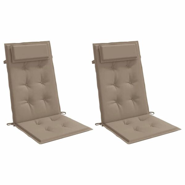 vidaXL Coussins de chaise &agrave; dossier haut lot de 2 taupe tissu oxford
