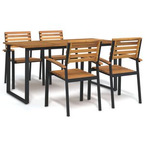 vidaXL Ensemble &agrave; manger de jardin 5 pcs bois d'acacia massif et m&eacute;tal