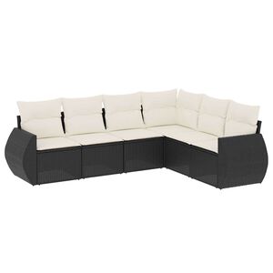 vidaXL Salon de jardin 6 pcs avec coussins noir r&eacute;sine tress&eacute;e