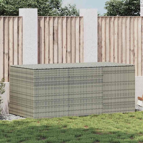 vidaXL Bo&icirc;te de rangement de jardin r&eacute;sine tress&eacute;e 180x90x70 cm gris