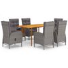 vidaXL Ensemble &agrave; manger de jardin 7 pcs Gris