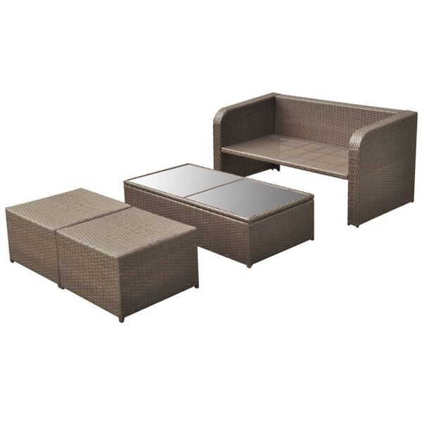 vidaXL Salon de jardin 4 pcs avec coussins R&eacute;sine tress&eacute;e Marron