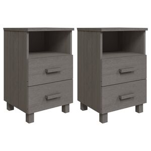 vidaXL Tables de chevet HAMAR 2 pcs Gris clair 40x35x62 cm Bois massif