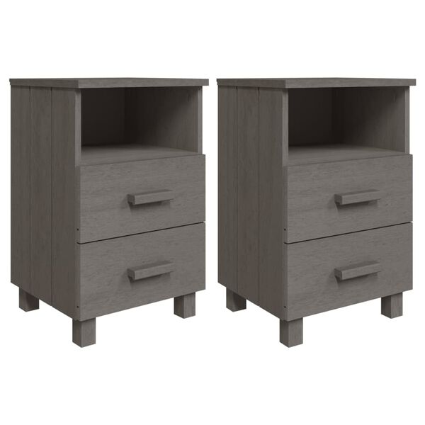 vidaXL Tables de chevet HAMAR 2 pcs Gris clair 40x35x62 cm Bois massif