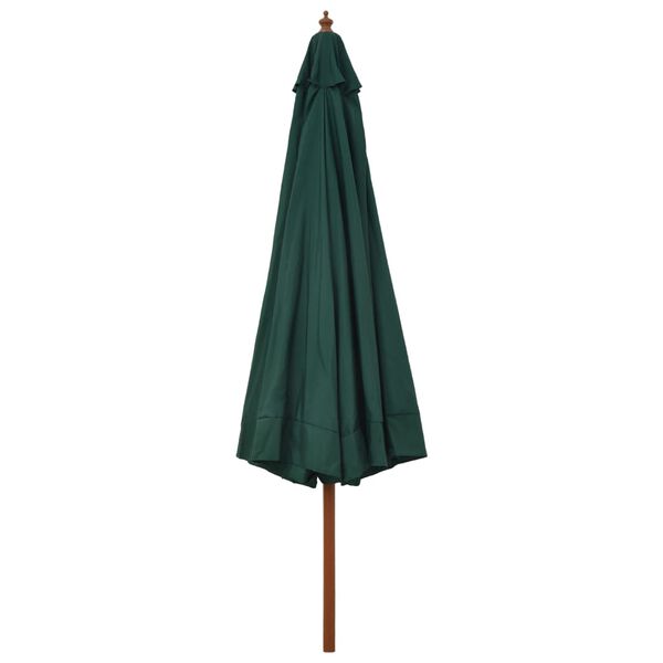 vidaXL Parasol d'ext&eacute;rieur avec m&acirc;t en bois 330 cm Vert