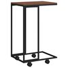 vidaXL Table d'appoint avec roues Noir 40x30x63,5 cm Bois d'ing&eacute;nierie