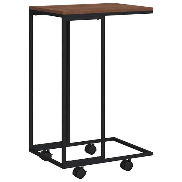 vidaXL Table d'appoint avec roues Noir 40x30x63,5 cm Bois d'ing&eacute;nierie