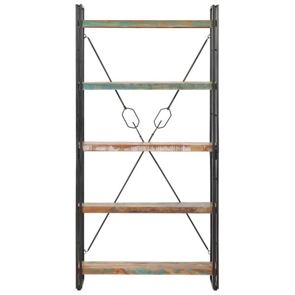 vidaXL Biblioth&egrave;que 5 niveaux 90x30x180 cm Bois solide de r&eacute;cup&eacute;ration