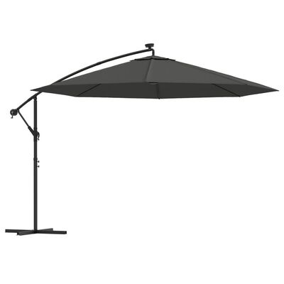 vidaXL Parasol de jardin en porte-à-faux et lumières LED mât en métal