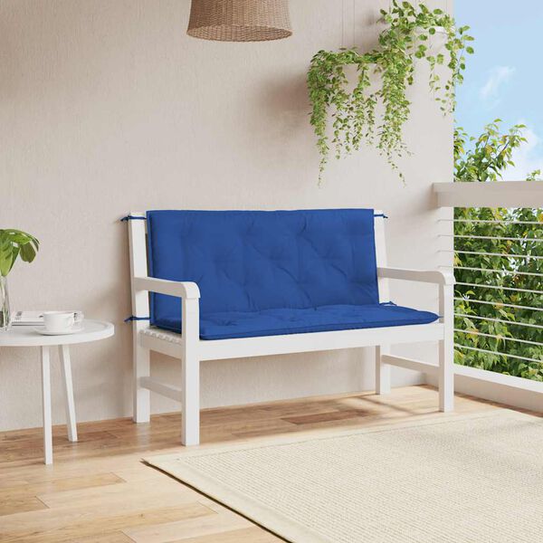 vidaXL Coussin de banc de jardin bleu 120x(50+50)x7 cm tissu oxford