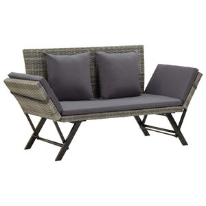 vidaXL Banc de jardin avec coussins 176 cm Gris Résine tressée