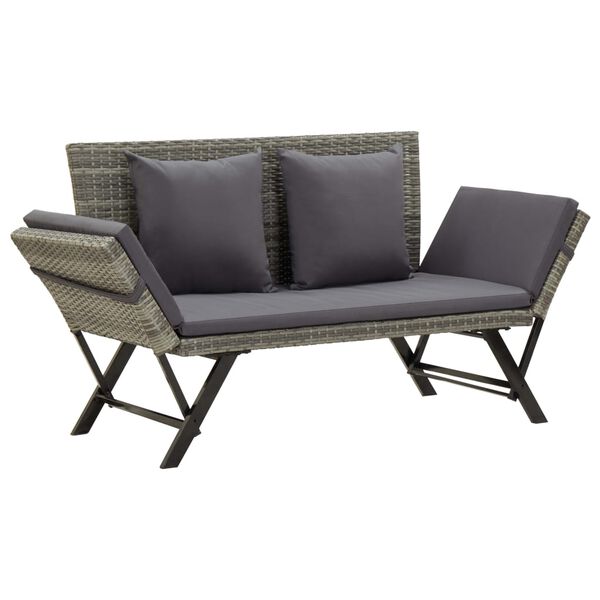 vidaXL Banc de jardin avec coussins 176 cm Gris Résine tressée