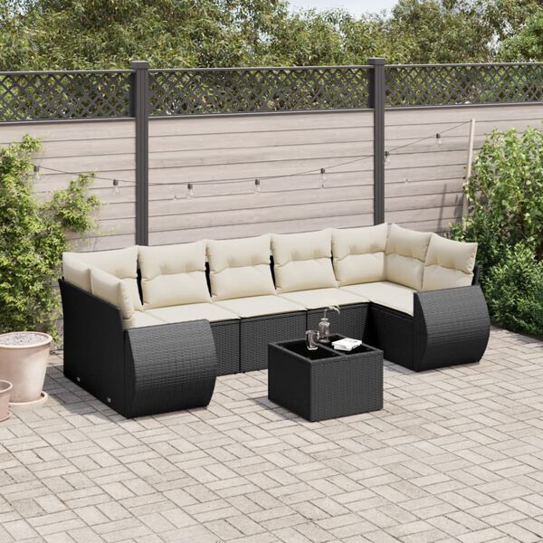 vidaXL Salon de jardin 8 pcs avec coussins noir r&eacute;sine tress&eacute;e