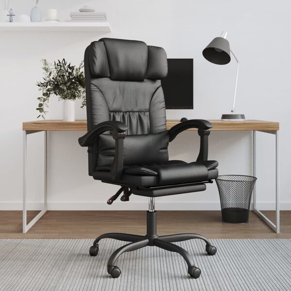 vidaXL Fauteuil inclinable de bureau noir similicuir