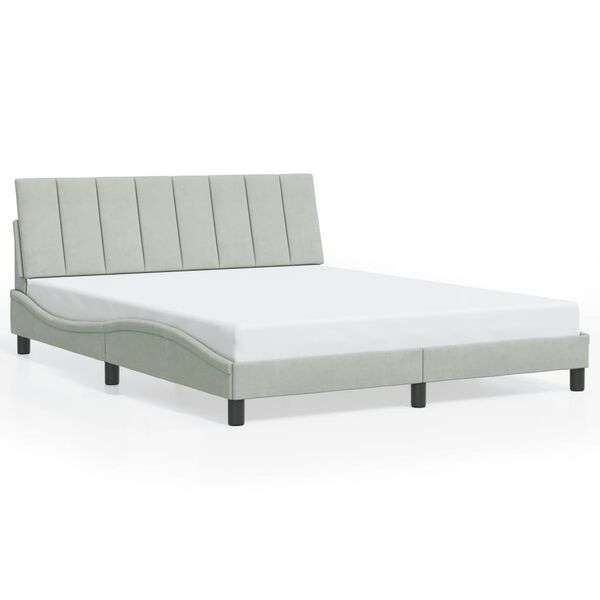 vidaXL Cadre de lit sans matelas Hanko gris clair 152x203 cm velours