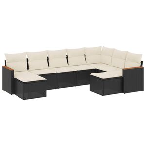 vidaXL Salon de jardin 9 pcs avec coussins noir r&eacute;sine tress&eacute;e