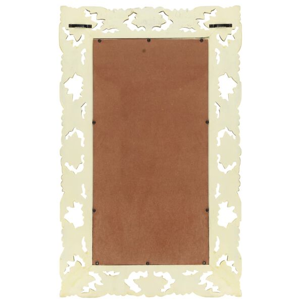 vidaXL Miroir sculpt&eacute; &agrave; la main Blanc 80x50 cm Bois de manguier massif