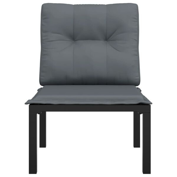 vidaXL Chaise de jardin avec coussins noir/gris r&eacute;sine tress&eacute;e