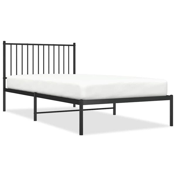 vidaXL Cadre de lit m&eacute;tal sans matelas avec t&ecirc;te de lit noir 100x200cm