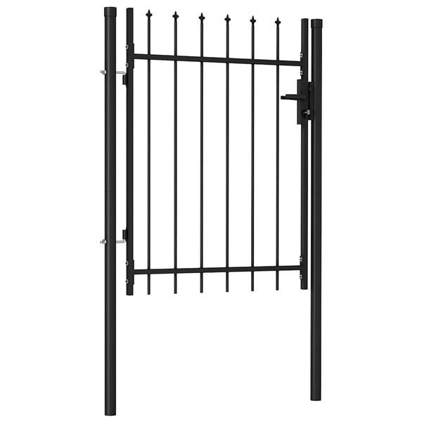 vidaXL Portillon simple porte avec dessus &agrave; pointe Acier 1x1,2 m Noir