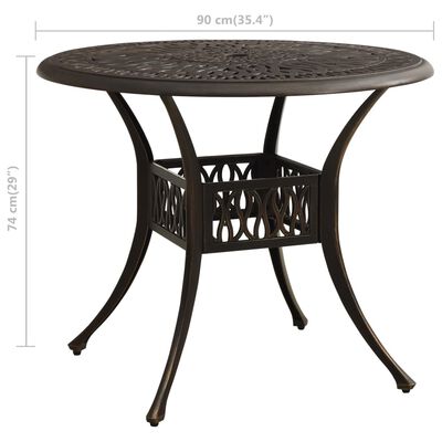 vidaXL Table de jardin Bronze 90x90x74 cm Aluminium coulé