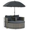 vidaXL Canap&eacute; de jardin 2 places avec coussins et parasol Gris