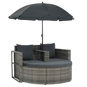 vidaXL Canap&eacute; de jardin 2 places avec coussins et parasol Gris