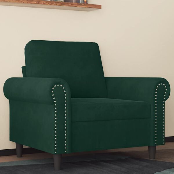 vidaXL Fauteuil Vert fonc&eacute; 60 cm Velours