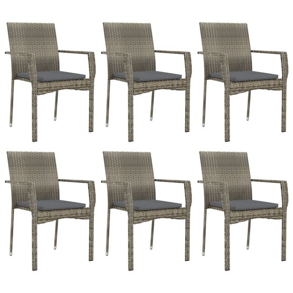 vidaXL Ensemble &agrave; manger jardin et coussins 7 pcs gris rotin