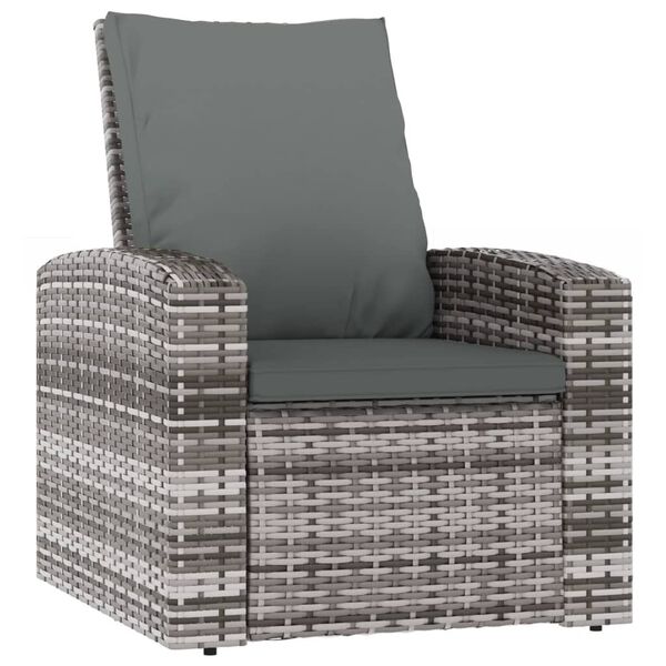 vidaXL Fauteuil inclinable de jardin avec coussins gris r&eacute;sine tress&eacute;e