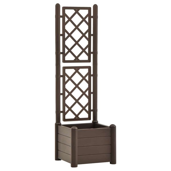vidaXL Jardini&egrave;re avec treillis 43x43x142 cm PP Moka