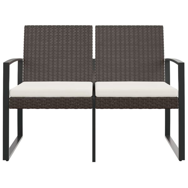 vidaXL Banc de jardin à 2 places avec coussins marron PP rotin