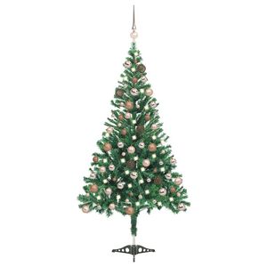 vidaXL Arbre de No&euml;l artificiel pr&eacute;-&eacute;clair&eacute;/boules 180 cm 564 branches
