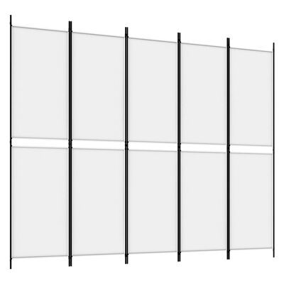 vidaXL Cloison de séparation 5 panneaux Blanc 250x200 cm Tissu