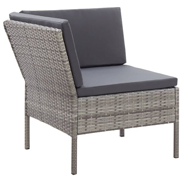 vidaXL Salon de jardin 3 pcs avec coussins R&eacute;sine tress&eacute;e Gris
