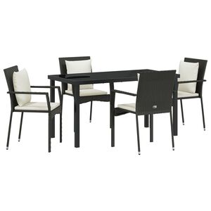 vidaXL Ensemble de salle &agrave; manger pour jardin 5 pcs Noir polyrotin