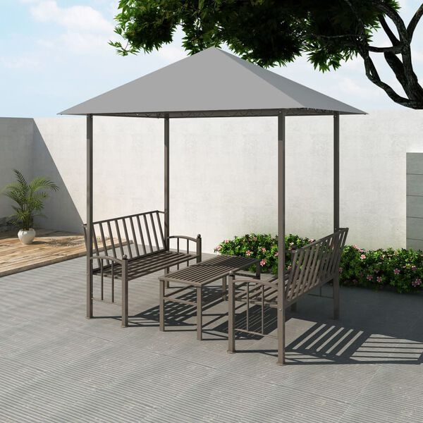 vidaXL Chapiteau de jardin avec table et bancs 2,5x1,5x2,4m Anthracite