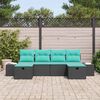vidaXL Ensemble de canap&eacute; de jardin 6 pcs Noir Poly rotin