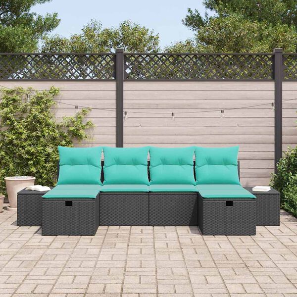 vidaXL Ensemble de canap&eacute; de jardin 6 pcs Noir Poly rotin