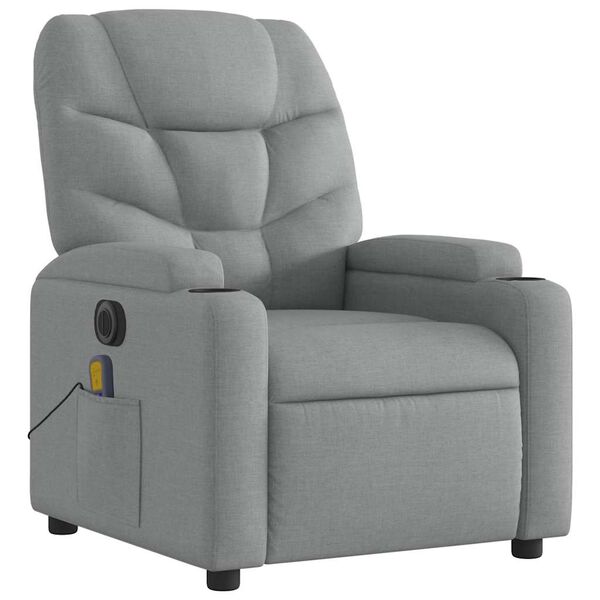 vidaXL Fauteuil inclinable de massage &eacute;lectrique gris clair tissu