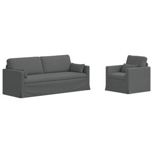 vidaXL Ensemble de Canap&eacute;s 2 pcs Gris fonc&eacute; 198 x 78 x 80 cm tissu