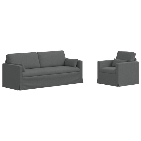 vidaXL Ensemble de Canap&eacute;s 2 pcs Gris fonc&eacute; 198 x 78 x 80 cm tissu