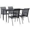 vidaXL Ensemble &agrave; manger de jardin 5 pcs noir textil&egrave;ne et acier