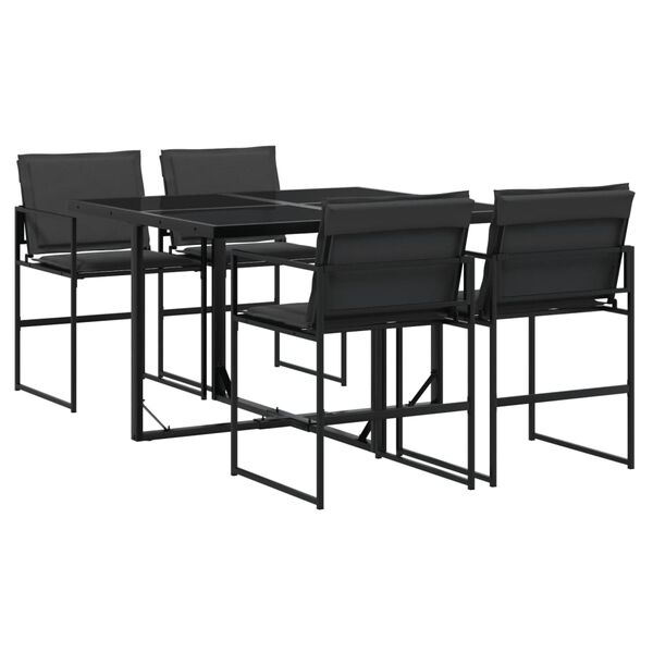 vidaXL Ensemble &agrave; manger de jardin avec coussins 5 pcs noir textil&egrave;ne